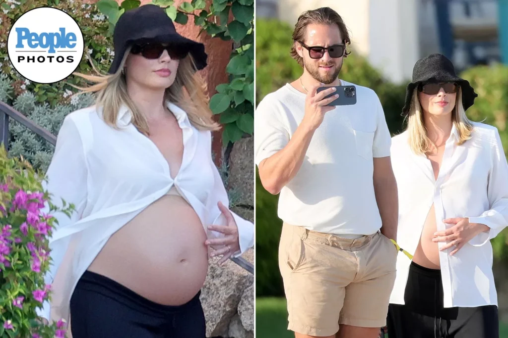 Pregnant Margot Robbie Shows Off Her Bare Baby Bump as She Vacations with Husband Tom Ackerley in Sardinia